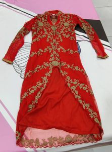 Elegant Red & Gold Embroidered Kurti