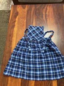 Blue Plaid Pinafore Dress