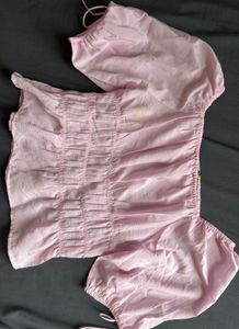 Pink Shirred Detail Top