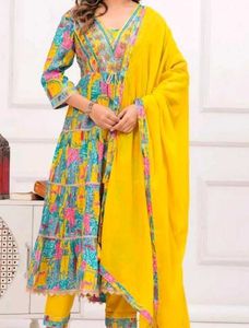 Free shipping multi coloured stunning anarkali set