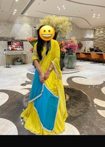 Stylish Yellow & Blue Gown