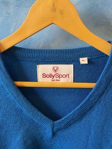Blue V-Neck Knit Sweater (XL)