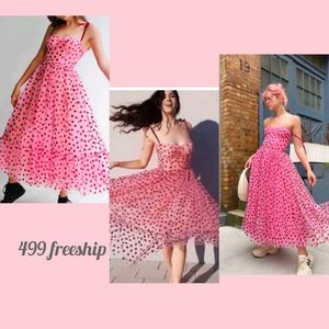 corset Pink Heart Print Dress