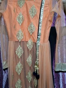 Peach Embroidered Anarkali Dress