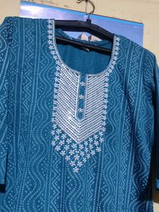 Elegant Teal Embroidered Kurta