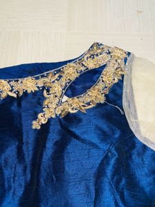 Elegant Navy &amp; Gold Embellished Gown