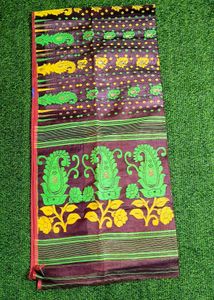 Amkalka Jamdani Saree - Chocolate Plum