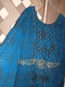 Elegant Teal Embellished Dress