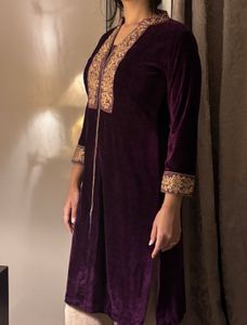 Velvet Kurta with Embroidery