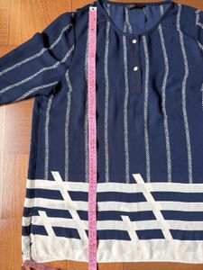 Navy Blue/White Top - M (95cm Bust)