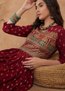 SANGRIA Maroon Maxi Ethnic Dress
