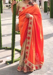 Festive Wear Orange 🧡 Saree