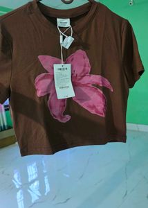 Sayana Brown Floral Tee - New!