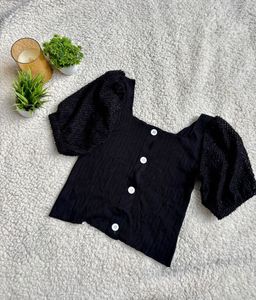 Chic Black Puff Sleeve Top