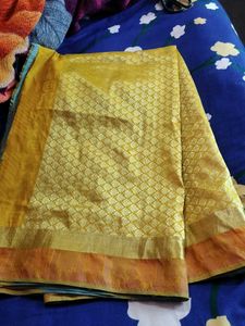 OLD Yellow Blue Banarasi Saree