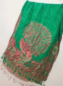 Green🟢 Peacock Print Winter Shawl
