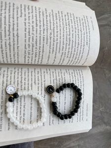 Clock Charm Black And White Bracelet For Bestfrien