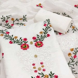 Elegant White Embroidered Kurta Set
