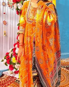 Gorgeous Orange Bandhani Salwar Kameez