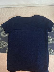 Navy Pearl Embellished Top