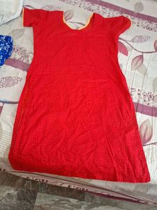 Red Printed Kurta