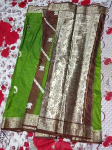 Brown &amp; Green South Silk Saree For Women