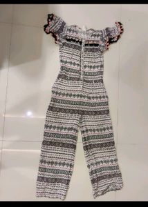 Trendy Pink &amp; Black Geometric Print Jumpsuit