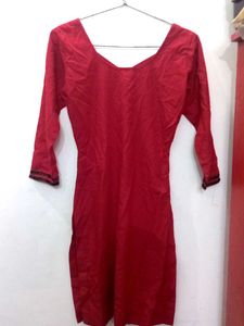 Red Embroidered Kurta