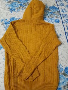 Mustard Cable Knit Hoodie
