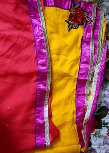 Red &amp; Pink Embroidered Saree With Blouse