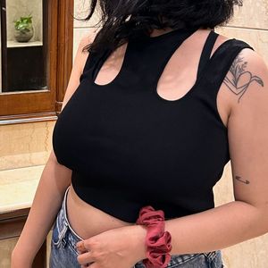Black Cutout Tank Top