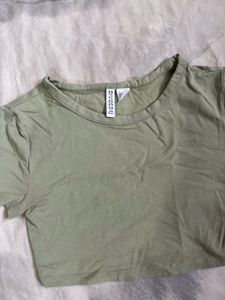 Olive Green Cropped Tee