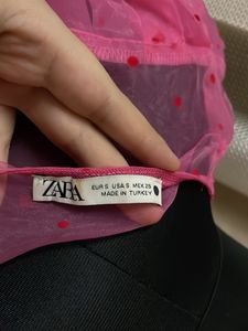 Pink Sheer Top With Puffy Sleeve