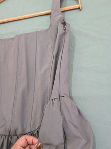 ZARA Grey Corset Flare Dress with Pockets