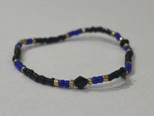 Beaded Bracelet - Black, Blue & Gold