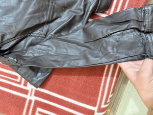 Brown Faux Leather Shirt Jacket