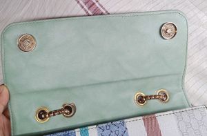 Striped Crossbody Bag with Chain