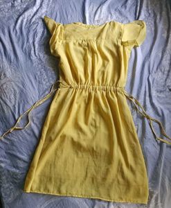 Yellow Chiffon Mini Dress