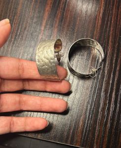 Hammered Silver Hoop Earrings