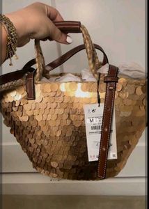 Zara Sequin Embellished Basket Bag