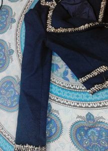 Chic Navy Blue Moto Jacket