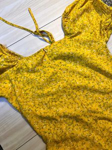 Berry Lush Yellow Floral Ruffle Mini Dress