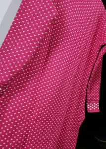 Pink Patterned Winter Kurti