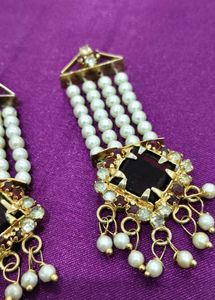 Vintage Pearl & Gem Dangle Earrings