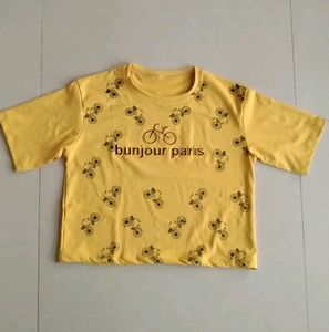 Yellow Crop Top Size-M