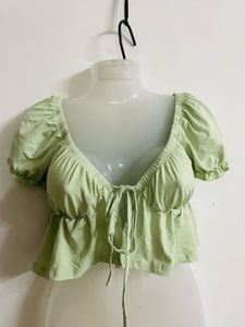 Green Pastrol Tie Up Top