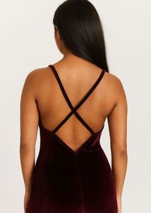 Burgundy Velvet Midi Dress
