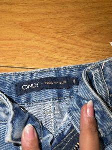 Denim Shorts with Lace Trim