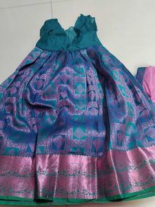 Embroidered pattu pavadai set