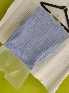 Blue Cable Knit Sweater Vest